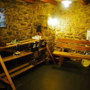 Boot rack in reception area