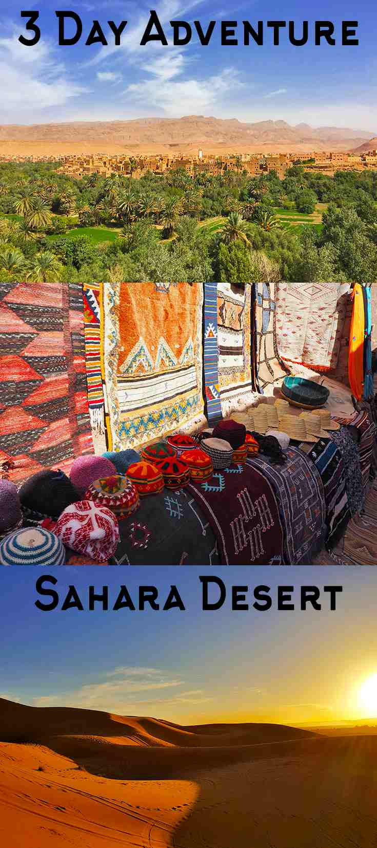 A 3 day adventure to the Sahara Desert – WhodoIdo: Ever dreamed about camping overnight in the Sahara Desert? Then take this 3 day/2 night Sahara tour from Marrakech, Morocco and visit Aït-Benhaddou, Todra Valley, Todra Gorge, Valley of the Roses and the Erg Chebbi dunes in the Sahara Desert!