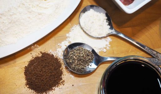 Flour, pepper, red wine for the recipe