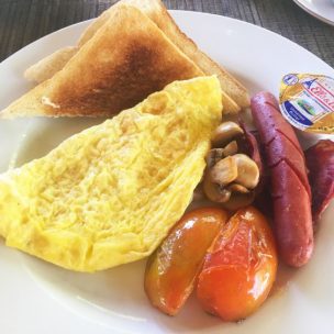 American breakfast served at the restaurant